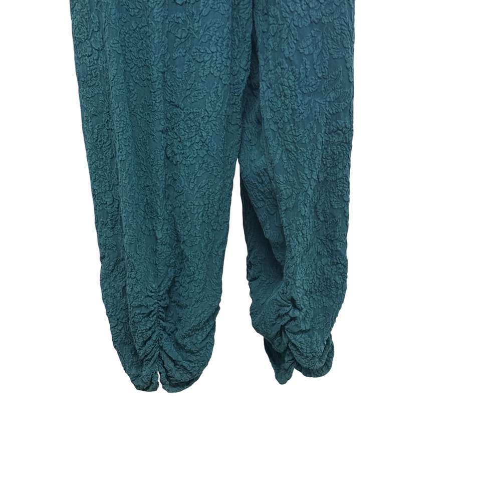 URU Pablo Pant Deep Blue Silk Crinkle Floral Jacquard Harem Pants One Size C483 - Picture 3 of 14